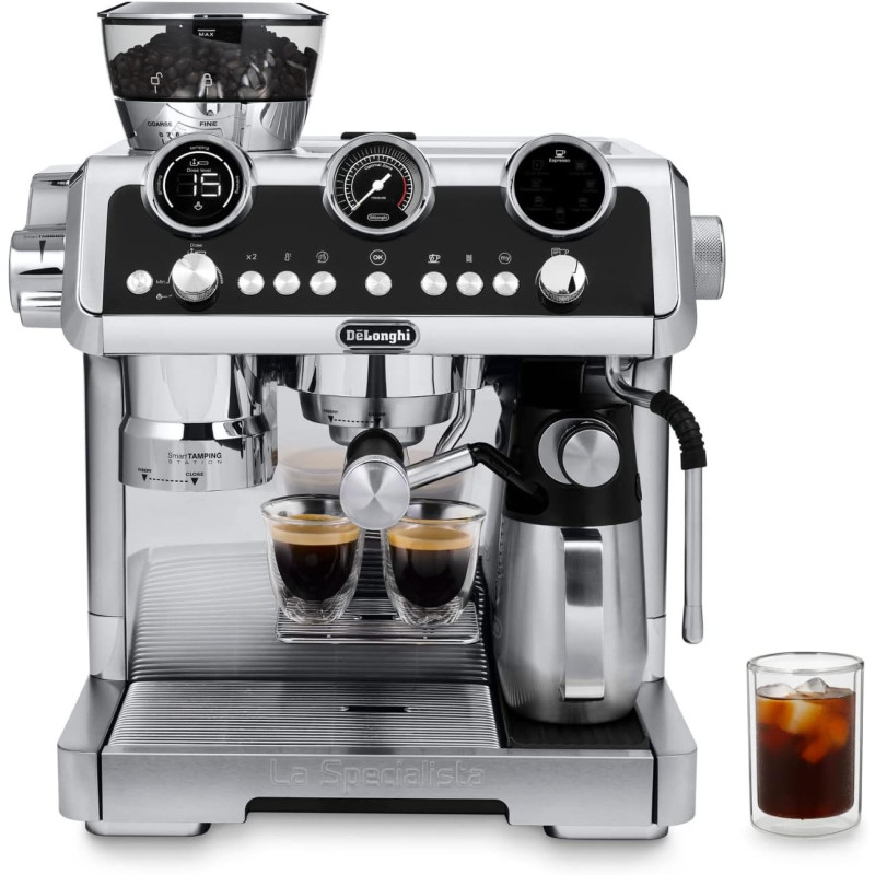 DeLonghi La Specialista Maestro, Ultimate Cold Brew Manual Coffee Machine, Experience With Smart Tech, Cold Extraction Technology, 8 Recipes, Manual/Automatic Frothing, EC9865.M, â€ŽSilver/Black, 1 Year Warranty