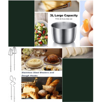 Bear 3L Electric Stand Mixer For Baking, Food Processor With Stainless Steel Bowl 300W Handheld 2 Gear 10 Speed Automatic Egg Beater Dough Cream Maker Mixer Machine For Kitchen, 1 Year Warranty