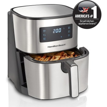 Hamilton Beach Digital Air Fryer 5.6 Liter With 8 Pre-Sets For Air Fry, Roast, Bake, Reheat Quick Easy Meals, 1700W, Easy To Clean Non-Stick Basket With Crisper, 35075-ME, 1 Year Warranty