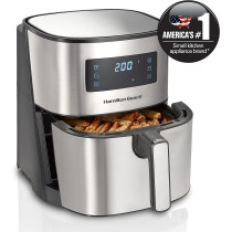Hamilton Beach Digital Air Fryer 5.6 Liter With 8 Pre-Sets For Air Fry, Roast, Bake, Reheat Quick Easy Meals, 1700W, Easy To Clean Non-Stick Basket With Crisper, 35075-ME, 1 Year Warranty