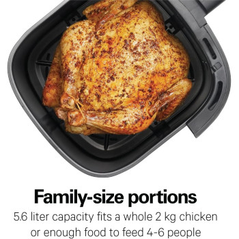 Hamilton Beach Digital Air Fryer 5.6 Liter With 8 Pre-Sets For Air Fry, Roast, Bake, Reheat Quick Easy Meals, 1700W, Easy To Clean Non-Stick Basket With Crisper, 35075-ME, 1 Year Warranty