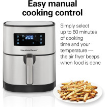 Hamilton Beach Digital Air Fryer 5.6 Liter With 8 Pre-Sets For Air Fry, Roast, Bake, Reheat Quick Easy Meals, 1700W, Easy To Clean Non-Stick Basket With Crisper, 35075-ME, 1 Year Warranty
