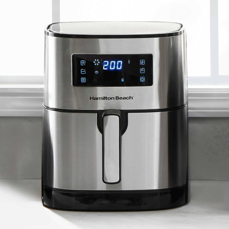 Hamilton Beach Digital Air Fryer 5.6 Liter With 8 Pre-Sets For Air Fry, Roast, Bake, Reheat Quick Easy Meals, 1700W, Easy To Clean Non-Stick Basket With Crisper, 35075-ME, 1 Year Warranty