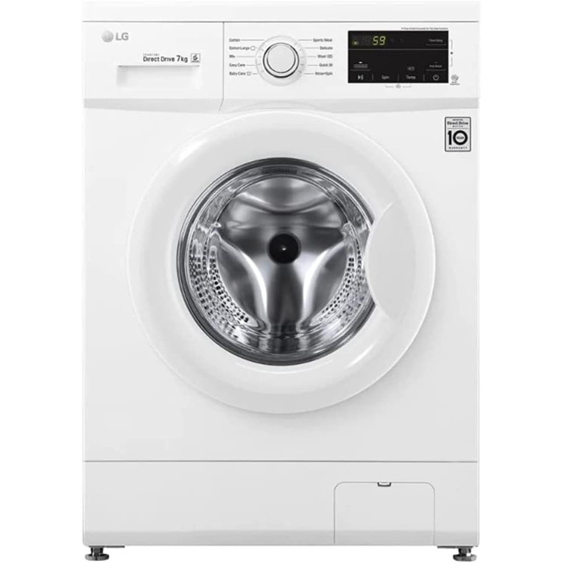 LG 7 Kg Front Load Front Load Washing Machine, Direct Drive Motor 1200 Rpm, White, FH2J3QDNP0, 1 Year Warranty