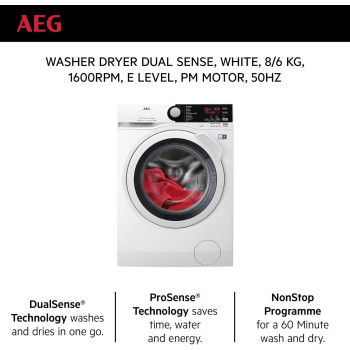 AEG Washer Dryer 8 Kg Washer 6Kg Dryer, 1600 Rpm LWX7E8611B, 1 Year Warranty