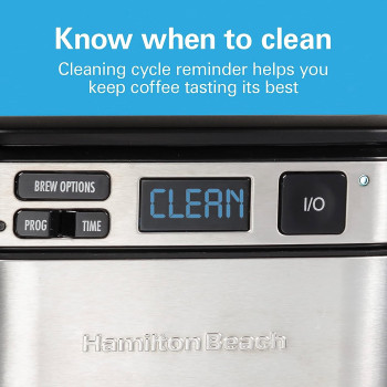 Hamilton Beach Frontfill 12 Cup Programmable Coffee Maker, 1.7L Glass Carafe, 950W, 3 Brewing Options, Reusable Mesh Filter, Clean Reminder, Auto Shut Off, 46310-ME, 1 Year Warranty