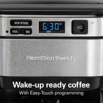 Hamilton Beach Frontfill 12 Cup Programmable Coffee Maker, 1.7L Glass Carafe, 950W, 3 Brewing Options, Reusable Mesh Filter, Clean Reminder, Auto Shut Off, 46310-ME, 1 Year Warranty