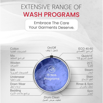 Nobel 6 Kgs Front Fully Load Automatic Washer, Knob And Button Control, Led Display, 15 Nos Of Programs, Universal Motor, Over Flow Safety, 60 X 46.5 X 84 Cm, NWM760RH, White, 1 Year Warranty