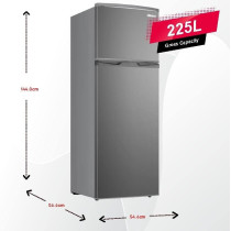 Nobel 225 L Gross/210 L Net, Double Door Refrigerator, Defrost, R600A Refrigerant, 3 Star, Temperature Control, Inside Light, Outside Condenser, Removable Gasket, NR255RSI, 1 Year Warranty