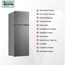 Nobel 225 L Gross/210 L Net, Double Door Refrigerator, Defrost, R600A Refrigerant, 3 Star, Temperature Control, Inside Light, Outside Condenser, Removable Gasket, NR255RSI, 1 Year Warranty