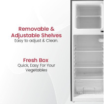 Nobel 225 L Gross/210 L Net, Double Door Refrigerator, Defrost, R600A Refrigerant, 3 Star, Temperature Control, Inside Light, Outside Condenser, Removable Gasket, NR255RSI, 1 Year Warranty