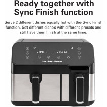 Hamilton Beach Dual Size 8.5L Digital Air Fryer, 5.3L And 3.2L Capacity Baskets Independently Controlled And Sync Finish Function, 8-In-1 Cooking Modes, 1700 Watts, AF5232-ME, 1 Year Warranty