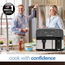 Hamilton Beach Dual Size 8.5L Digital Air Fryer, 5.3L And 3.2L Capacity Baskets Independently Controlled And Sync Finish Function, 8-In-1 Cooking Modes, 1700 Watts, AF5232-ME, 1 Year Warranty
