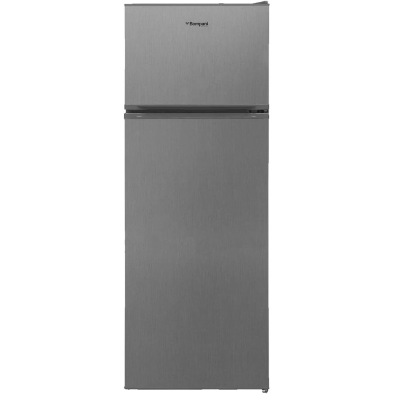 Bompani 240 Litter Top Mount Double Door Refrigerator Defrost Fridge Freezer With Smart Sensor And Humidity Control, BR240SS, Dark Silver, 1 Year Warranty