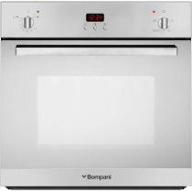 Bompani 60Cm Stainless Steel Gas Built-In Oven With Turbo Fan, Front Control Panel, Electronic Timer, And Fan Assisted Gas Oven With 3 Programs, BO243JGL, Silver, 1 Year Warranty