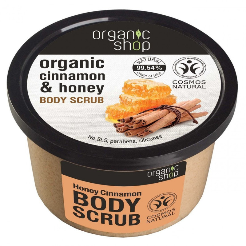 Organic Shop Natural Body Scrub Honey And Cinnamon, 250Ml