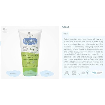 Bebble Wind And Weather Cream, Protects And Nourishes Skin, 50Ml