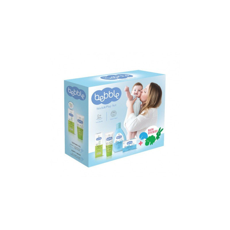 Bebble Stick And Play Set, Shampoo And Body Wash 200 Ml Plus Nappy Cream 75 Ml Plus Teething Gel 20 Ml Plus Cream Soap 75 G