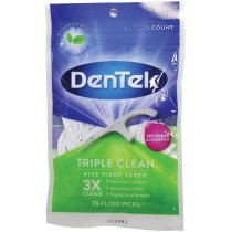 Dentek Triple Clean Floss Picks, Removes Food And Plaque, 75 Counts