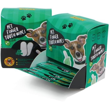Puppy Crush Pet Finger Tooth Wipes Mint, 50Pcs