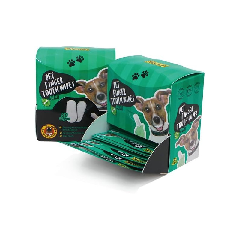 Puppy Crush Pet Finger Tooth Wipes Mint, 50Pcs