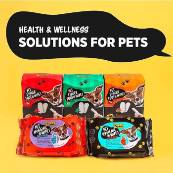 Puppy Crush Pet Finger Tooth Wipes Mint, 50Pcs