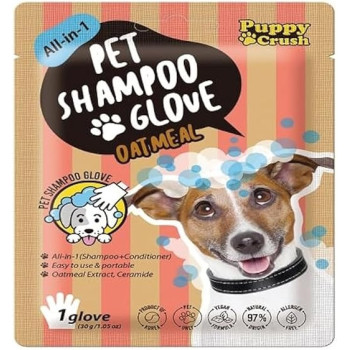 Puppy Crush All-In-1 Pet Shampoo Glove Oatmeal 1Glove