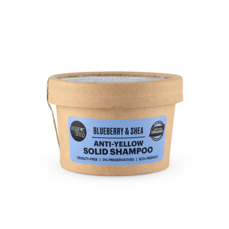 Organic Shop Solid Bars Anti-Yellow Solid Shampoo, Blueberry And Shea, 60 G