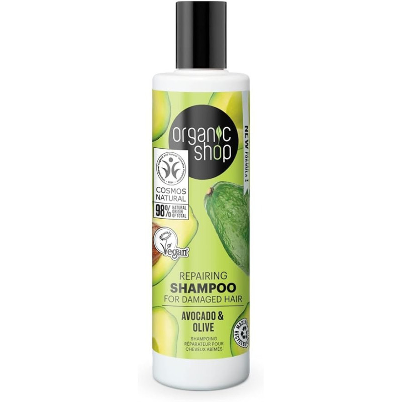 Organic Shop Repairing Shampoo For Damaged Hair Avocado And Olive, 280 Ml
