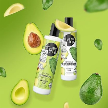 Organic Shop Repairing Shampoo For Damaged Hair Avocado And Olive, 280 Ml