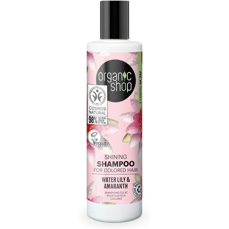 Organic Shop Shining Shampoo For Colored Hair Water Lily And Amaranth, 280 Ml