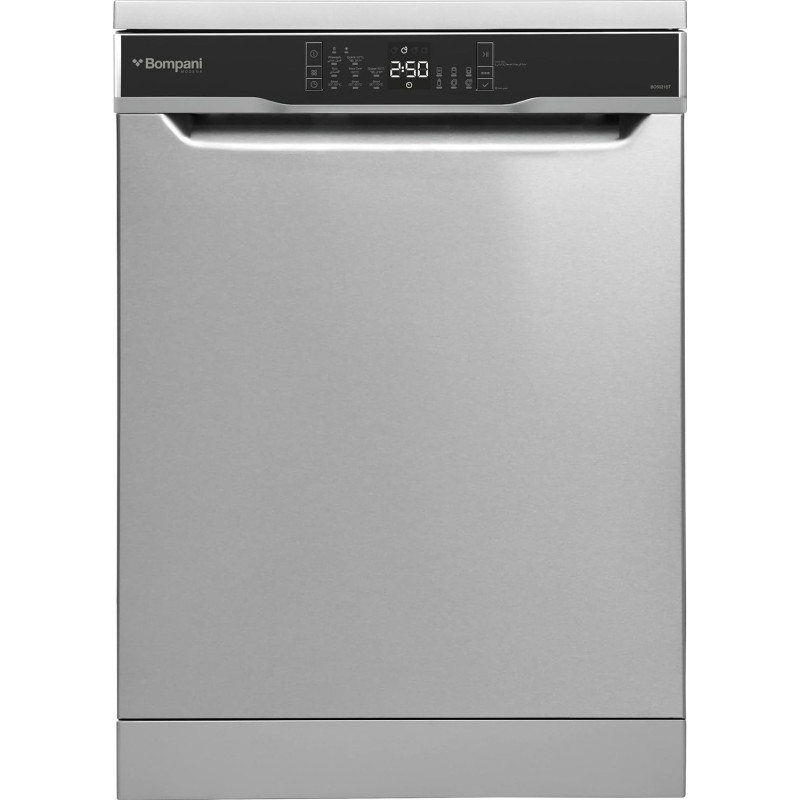 Bompani 15 Place Setting Dishwasher, Premium Inox Finish, Turbo Fan, 8 Programs, LED Display, Overflow Protection, BO5021ST, Silver, 1 Year Warranty