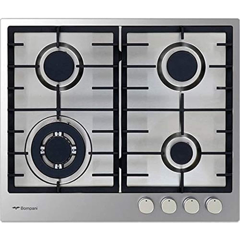Bompani Built In Gas Hob With 4 Burners, 60 cm x 60 cm Size, Silver, BO213MKL, 1 Year Warranty