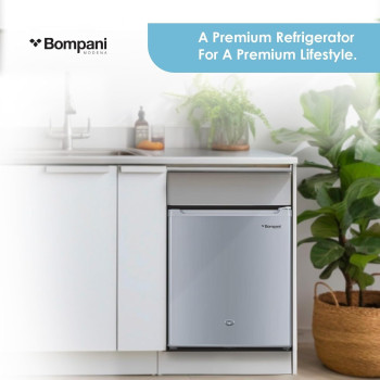 Bompani 64 Litter Single Door Refrigerator, Defrost Fridge Freezer With Smart Sensor And Humidity Control, BR64SLVR, Silver, 1 Year Warranty