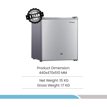 Bompani 64 Litter Single Door Refrigerator, Defrost Fridge Freezer With Smart Sensor And Humidity Control, BR64SLVR, Silver, 1 Year Warranty