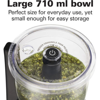 Hamilton Beach Stack And Press Food Chopper, 710 ml / 3 Cup Capacity, 350W, Chop, Puree, Emulsify, Easy Cleaning With Removable Bowl And Blade, Cord Wrap For Easy Storage, 72850-ME, 1 Year Warranty