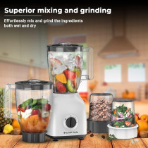Russell Hobbs 400W 4 In 1 Blender With Grinder And Multi Chopper Mill, High Speed Mixer Grinder For Coffee Beans, Spices And Nuts, 2 Speeds And Pulse Function, White, BWM103, 1 Year Warranty