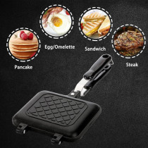 Makingtec Sandwich Maker, Non Stick Grilled Sandwich And Panini Maker Pan With Handle, Stovetop Toasted Sandwich Maker Aluminum Flip Pan For Home Kitchen, 1 Year Warranty