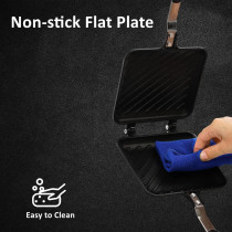 Makingtec Sandwich Maker, Non Stick Grilled Sandwich And Panini Maker Pan With Handle, Stovetop Toasted Sandwich Maker Aluminum Flip Pan For Home Kitchen, 1 Year Warranty