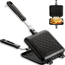 Makingtec Sandwich Maker, Non Stick Grilled Sandwich And Panini Maker Pan With Handle, Stovetop Toasted Sandwich Maker Aluminum Flip Pan For Home Kitchen, 1 Year Warranty