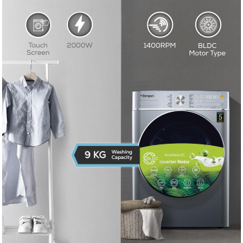 Bompani Washer Dryer 9/6 Kg, Fully Automatic Front Load Combo Wash And Dry, 9 Kg Wash And 6 Kg Dry, 1400 RPM, 16 Wash Programs, Quick Wash In 15min And 4 Drying Programs, BI1070SSN, Silver, 1 Year Warranty