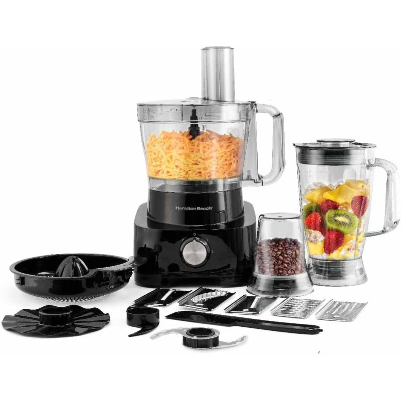 Hamilton Beach Food Processor 1000W, 3.5L Bowl And 11 Attachments, Blender, Citrus Juicer, Grinder Mill, Chopper And More To Knead Dough, Emulsify, French Fry Slice And Grate, FP1012-ME, 1 Year Warranty