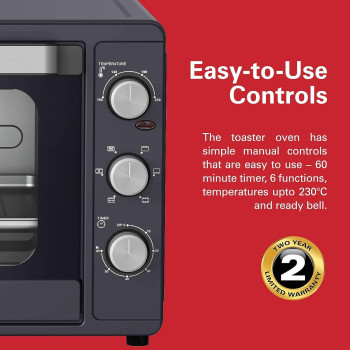 Hamilton Beach 55L 2200W Convection Toaster Oven With Rotisserie Grill, Double Walled Glass, Oyster Grey Colour, 6 Accessories, 6 Functions, Max 230 C Temp And 60 mins Timer, CTGL55-ME, 1 Year Warranty