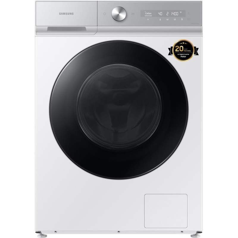 Samsung 11.5 kg Washer Dryer Combo, WD18B6400KV/GU, Black and White EcoBubble and AI Wash, 20 Year Warranty on Digital Inverter Motor, 1 Year Product Warranty