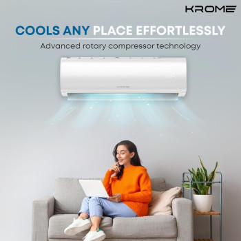 Krome 2 Ton AC, Split Air Conditioner With Advanced Rotary Compressor Technology, 24000 BTU, Low Noise, Environment Friendly R-410a,Smooth And Stable Operations, White, KR-AR24TT3, 1 Year Warranty