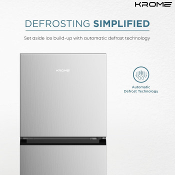 Krome 370L Gross, Top Mount Double Door Refrigerator, Automatic Defrost Freezer, A Plus Energy Efficiency, Big Capacity Fridge, Quick Cooling, Silver, KR-REF370T, 1 Year Warranty