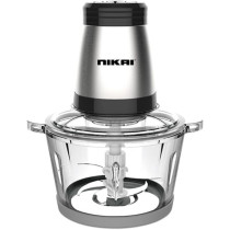 Nikai Food Chopper, Electric Meat Chopper With 300W Power, 2L Glass Bowl, 2 Speed Level, SS Detachable Blade, Safety Function, Multi Chopper For Meat, Fruits, Vegetables, Garlic, NC594A, 1 Year Warranty