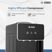 Sure Oudis B1 Table Top Water Dispenser, Triple Faucets With Temperature Mode, LED Indicators, Stainless Steel Tank, Low Energy Consumption, Highly Efficient Compressor, Black, 1 Year Warranty