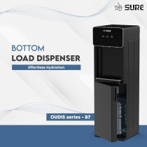 Sure Oudis B7 Bottom Loading Water Dispenser, Child Safety Lock, Triple Faucets With Temperature Mode, 500W Heating Power, 90W Cooling Power, Black, 1 Year Warranty