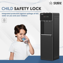 Sure Oudis B7 Bottom Loading Water Dispenser, Child Safety Lock, Triple Faucets With Temperature Mode, 500W Heating Power, 90W Cooling Power, Black, 1 Year Warranty